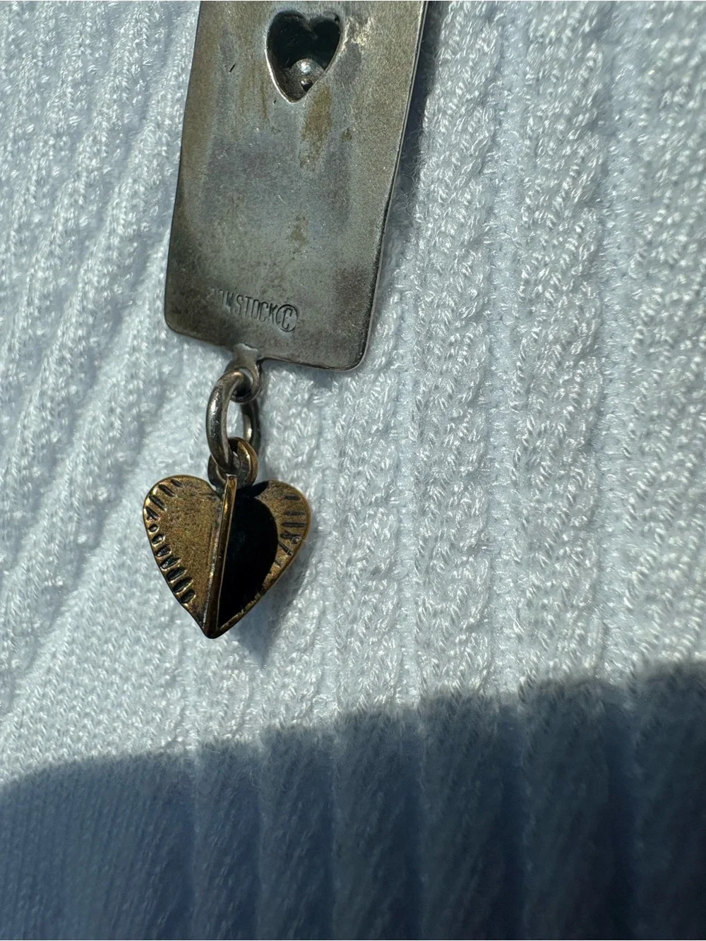 Comstock Sterling Love Necklace Envelope Dangle 3D Heart Silver Chain Signed